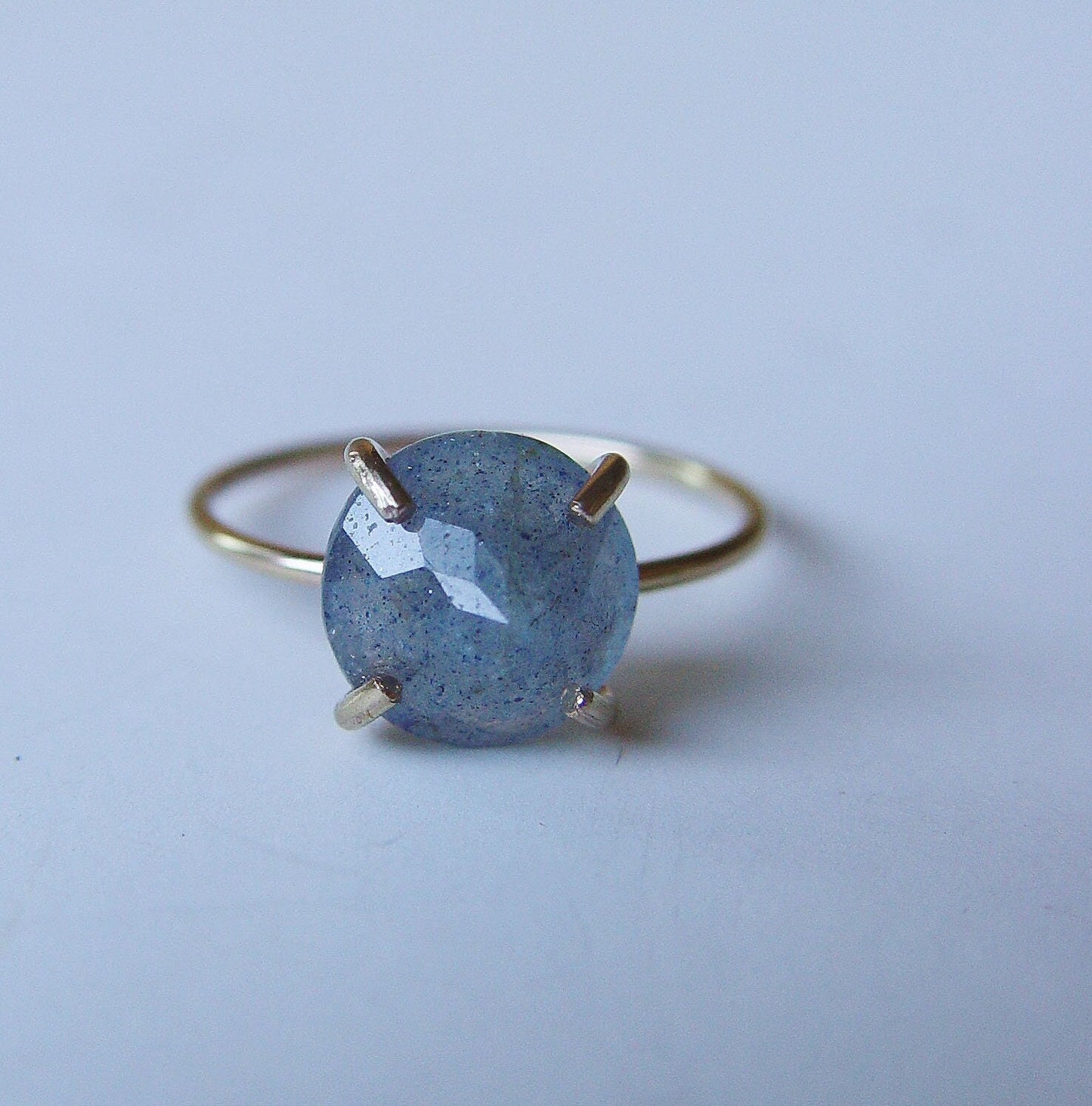 Moss Aquamarine Spike Gold Ring