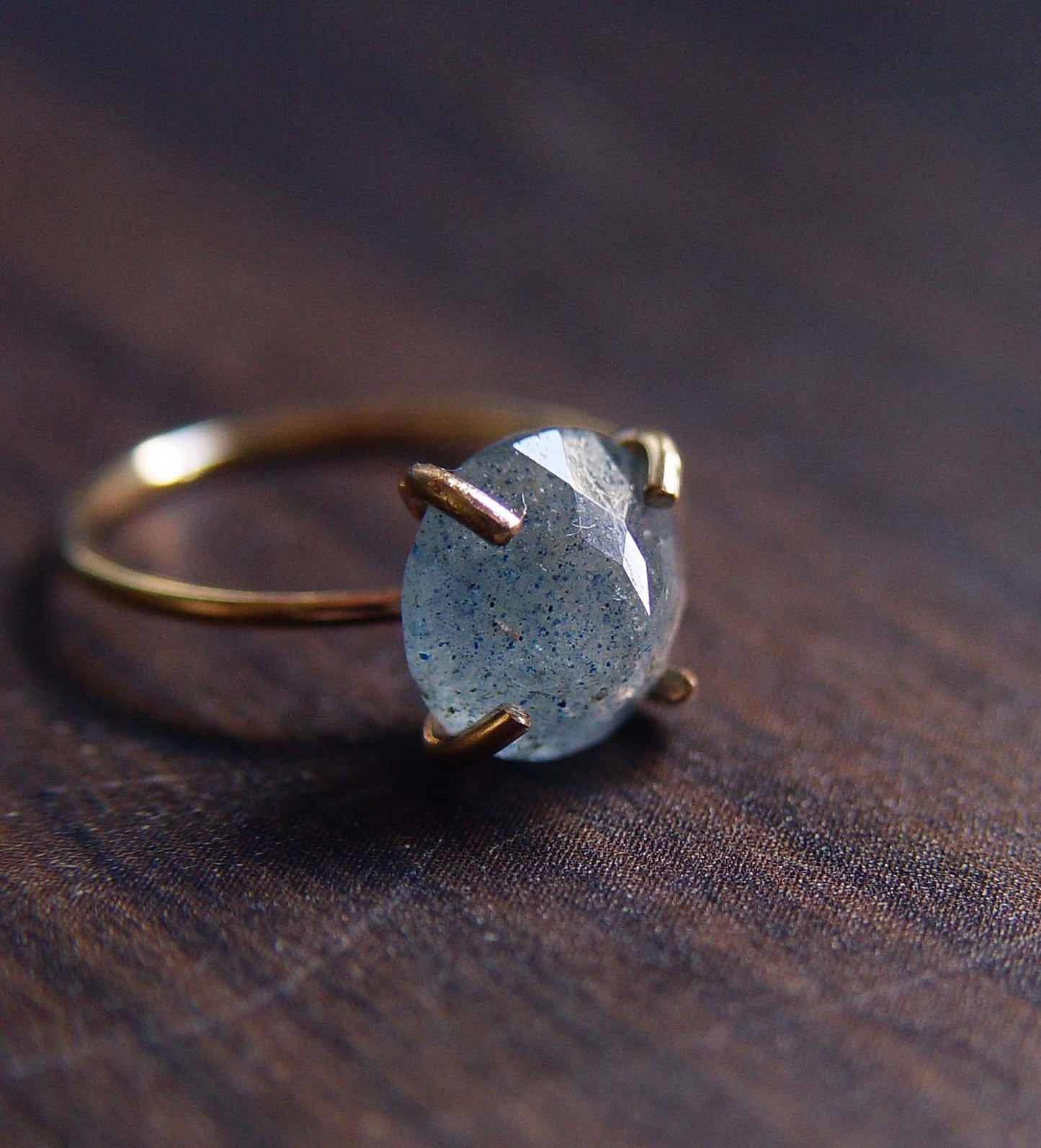 Moss Aquamarine Spike Gold Ring
