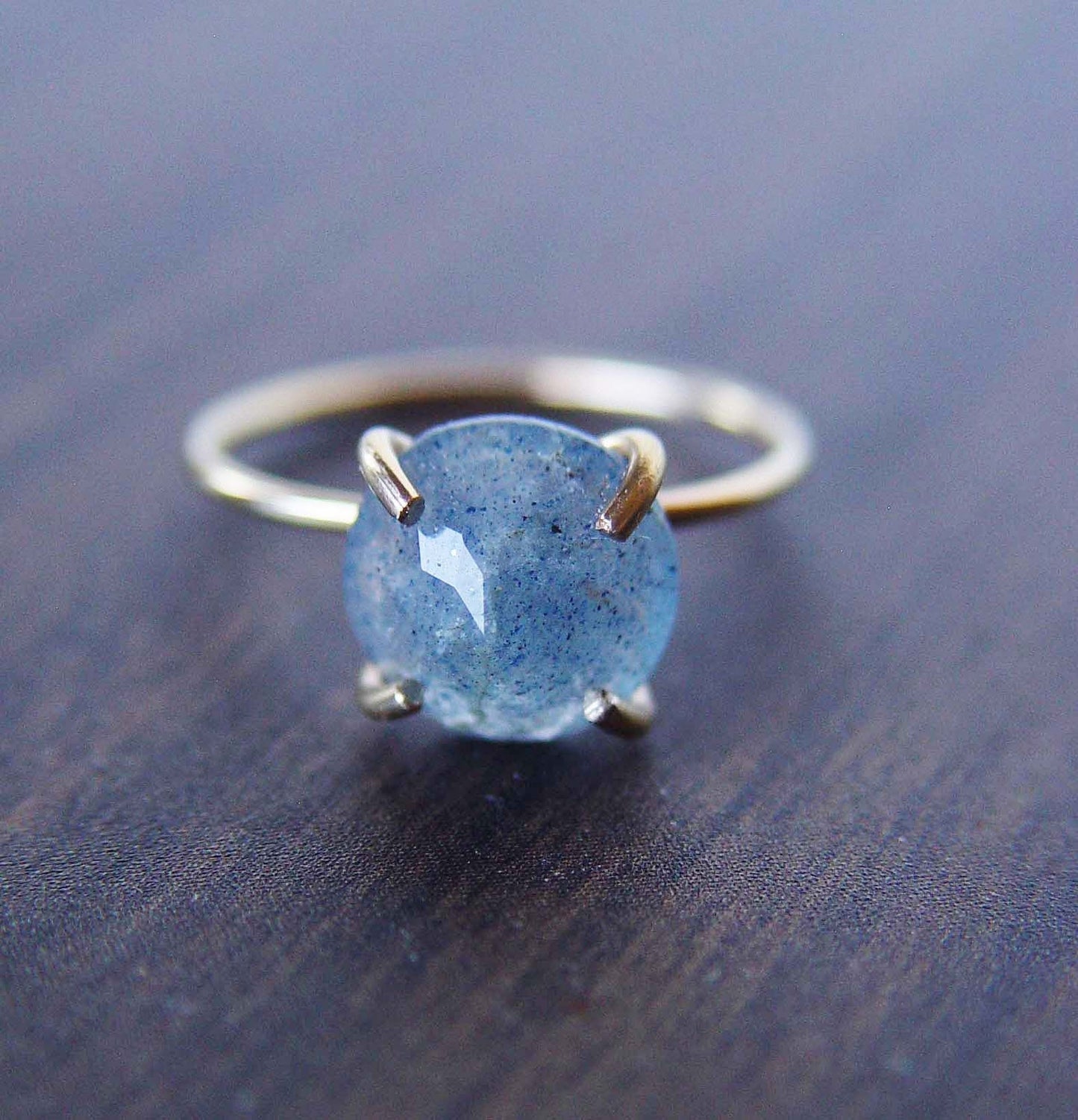 Moss Aquamarine Spike Gold Ring