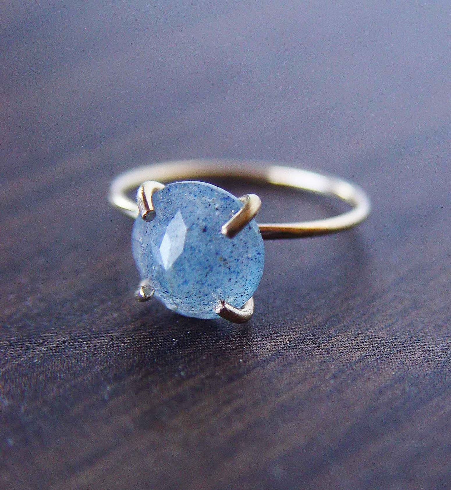 Moss Aquamarine Spike Gold Ring