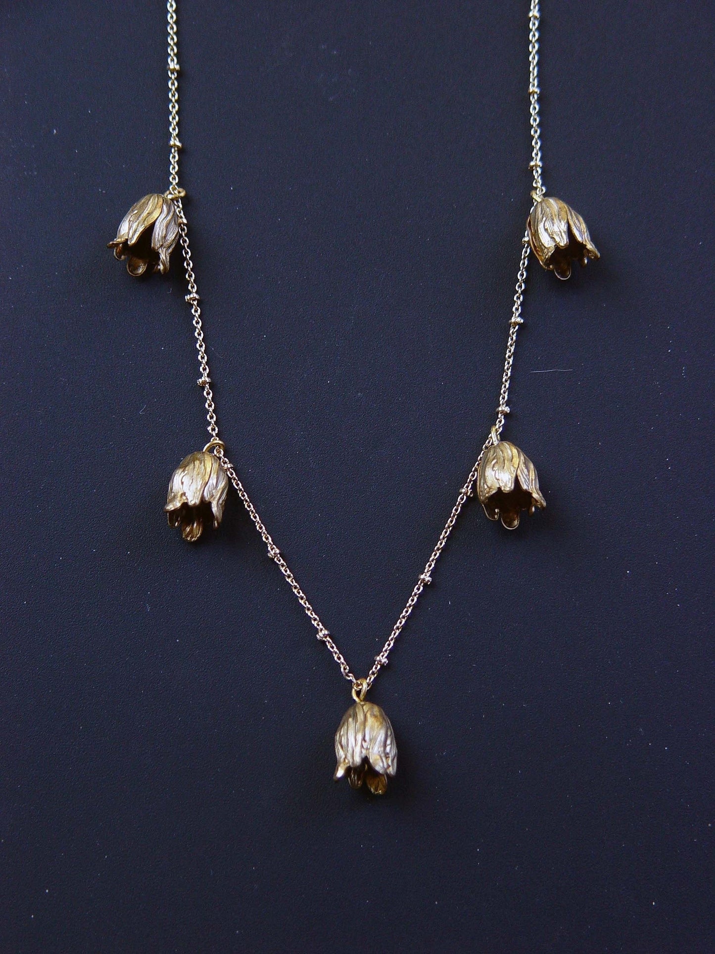 Art Nouveau Tulip Flower Gold Necklace