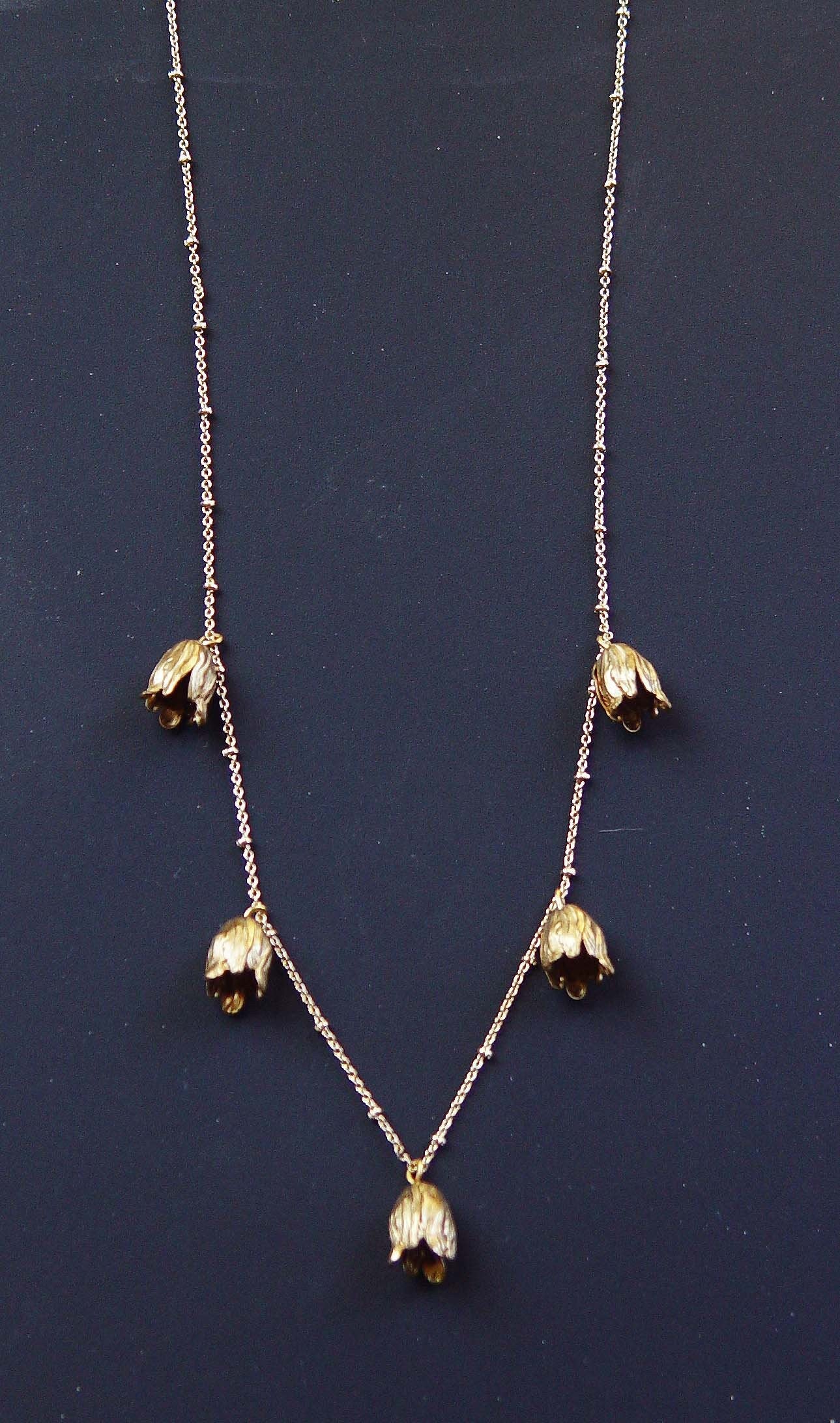 Art Nouveau Tulip Flower Gold Necklace