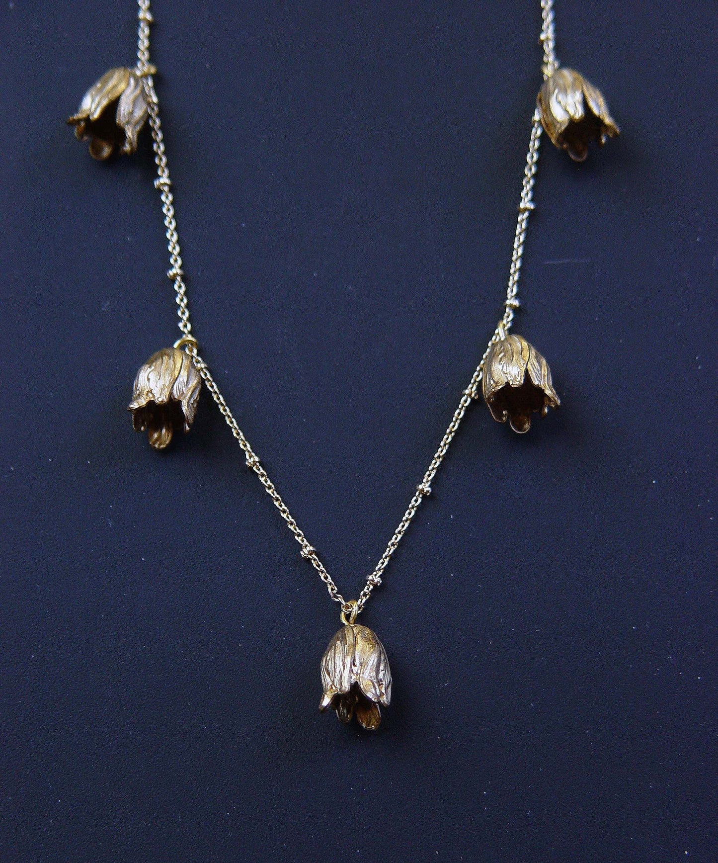 Art Nouveau Tulip Flower Gold Necklace