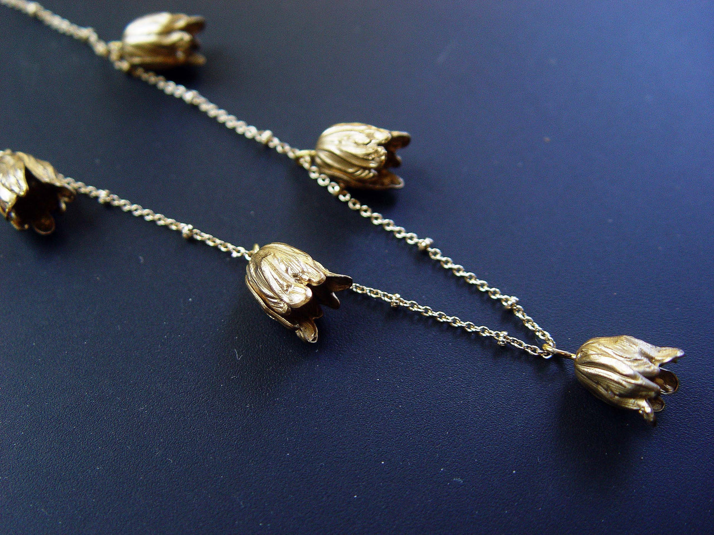 Art Nouveau Tulip Flower Gold Necklace