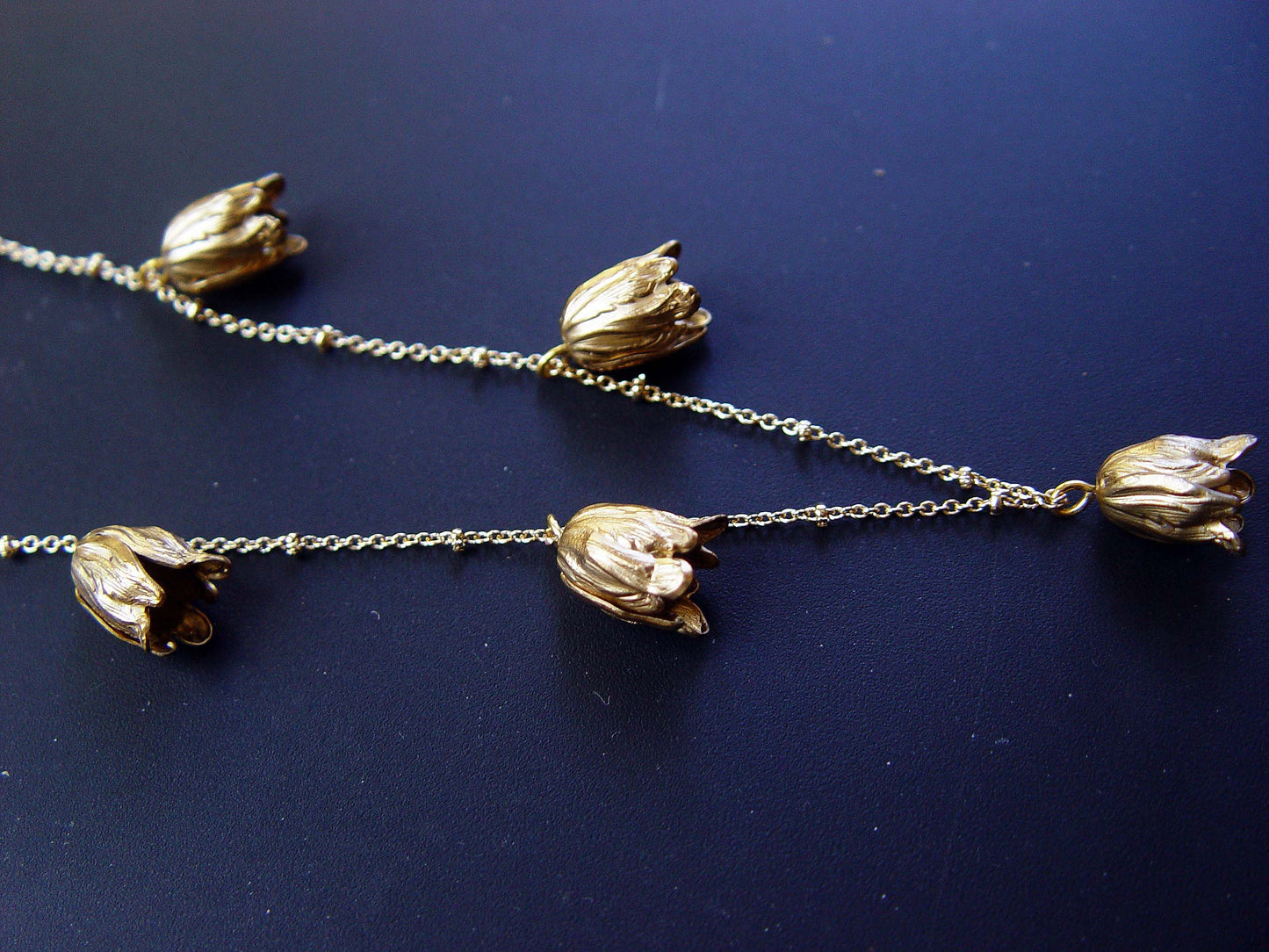 Art Nouveau Tulip Flower Gold Necklace