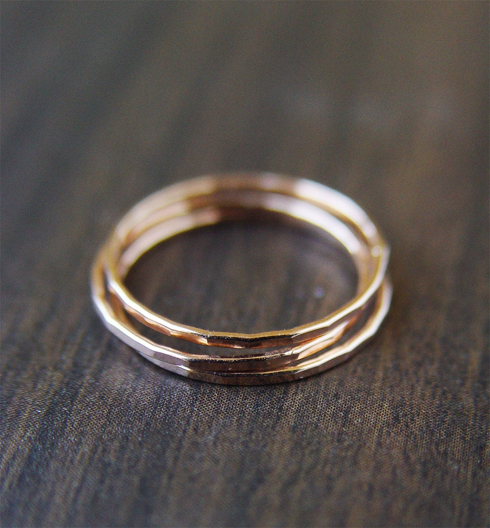 Rose Gold Hammered Wedding Band Rings