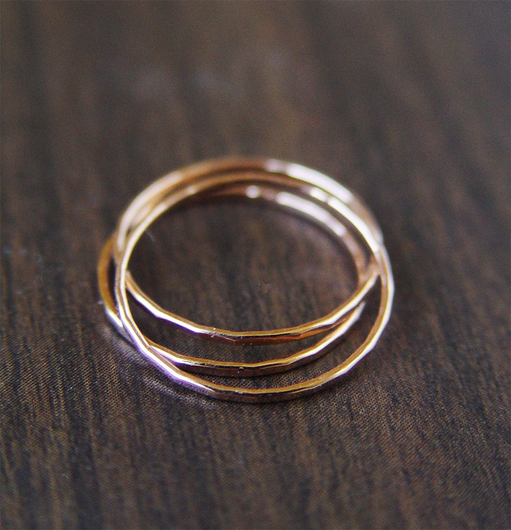 Rose Gold Hammered Wedding Band Rings