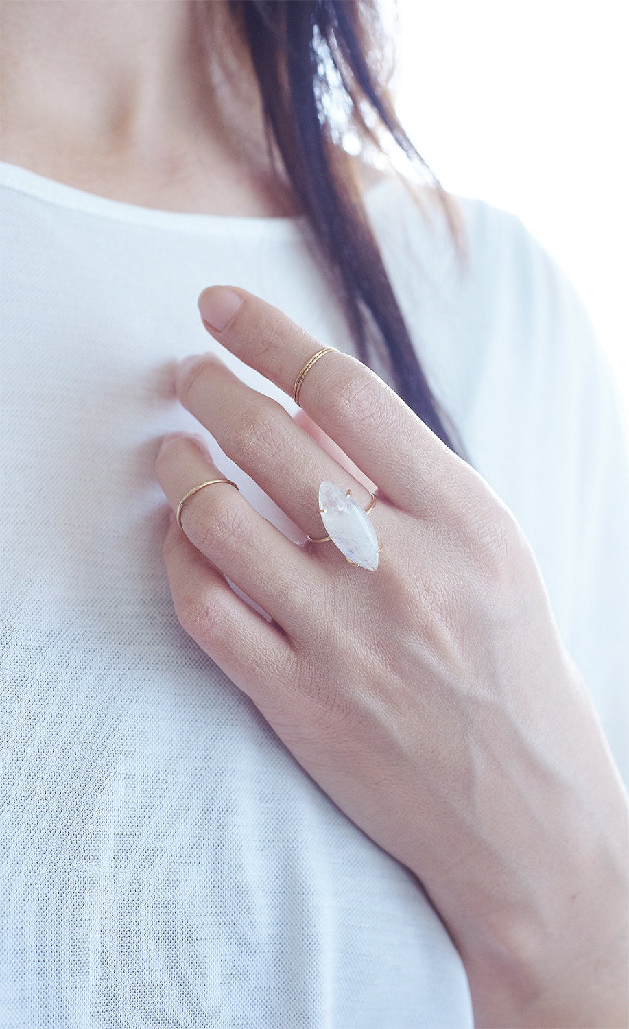 Marquise Moonstone Gold Filled Ring