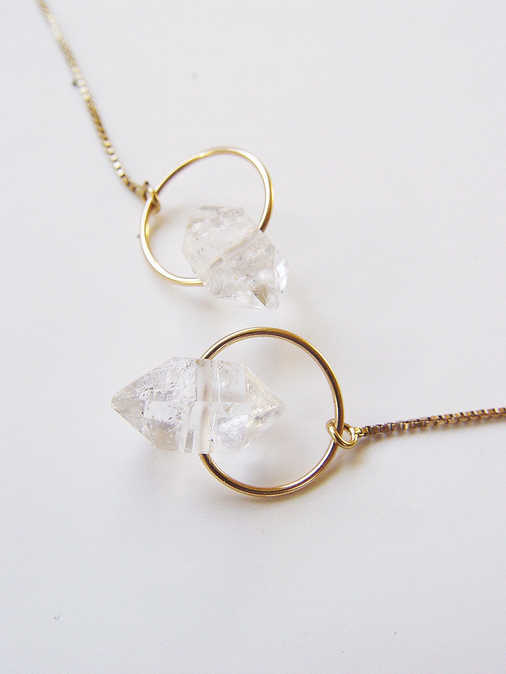 Herkimer Diamond Gold Threader Earrings