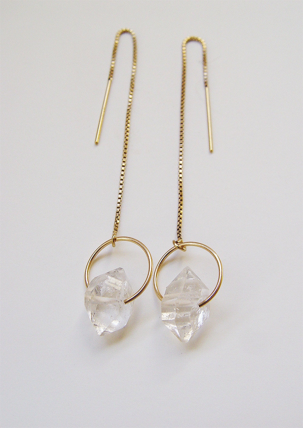 Herkimer Diamond Gold Threader Earrings
