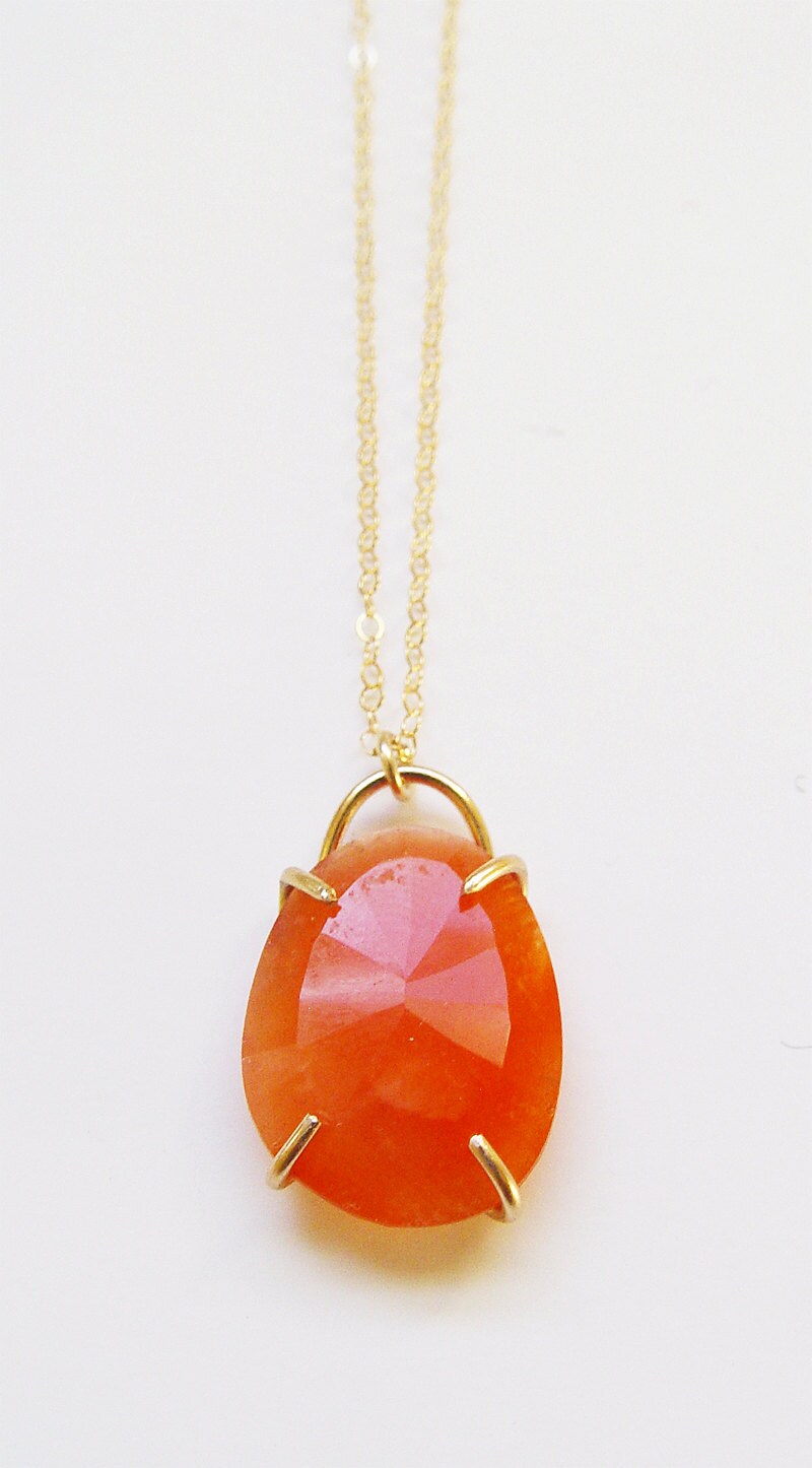 Rose Cut Carnelian Gold Statement Necklace