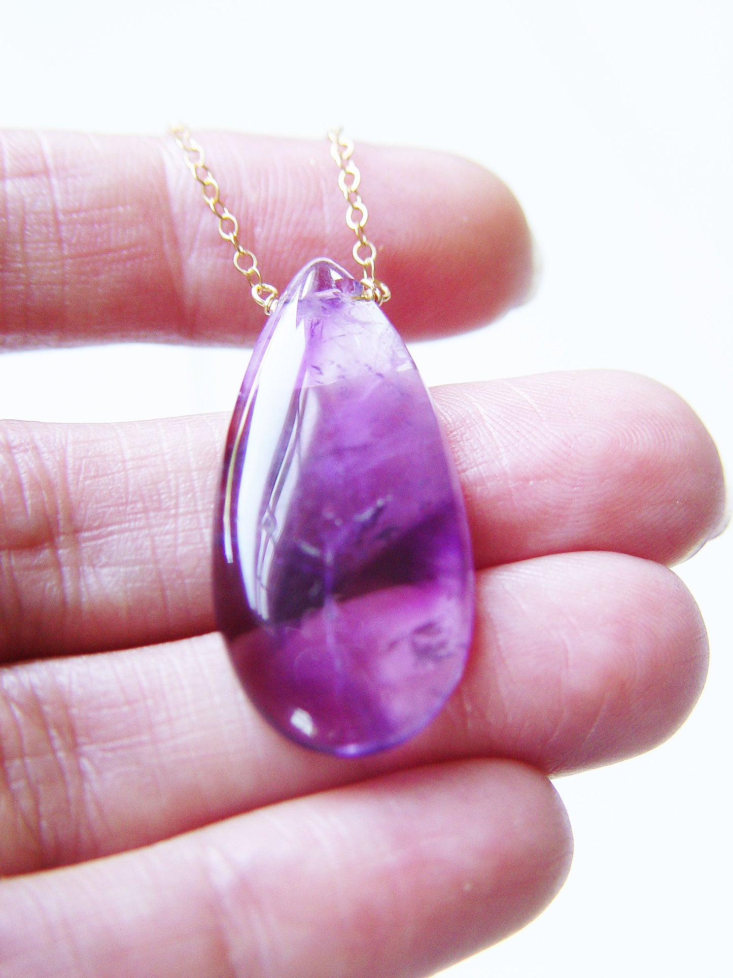 Star Amethyst Gold Filled Teardrop Necklace