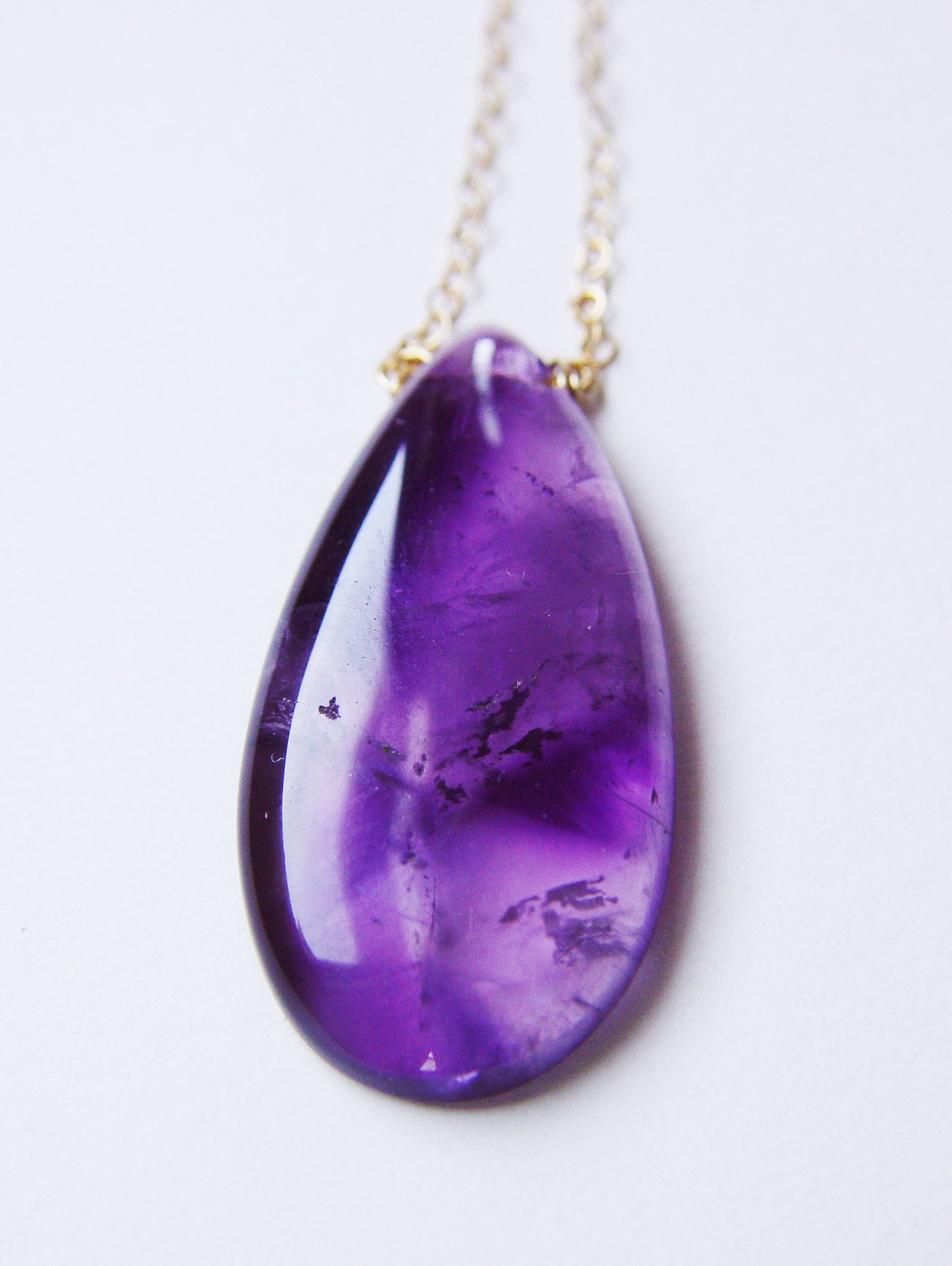 Star Amethyst Gold Filled Teardrop Necklace