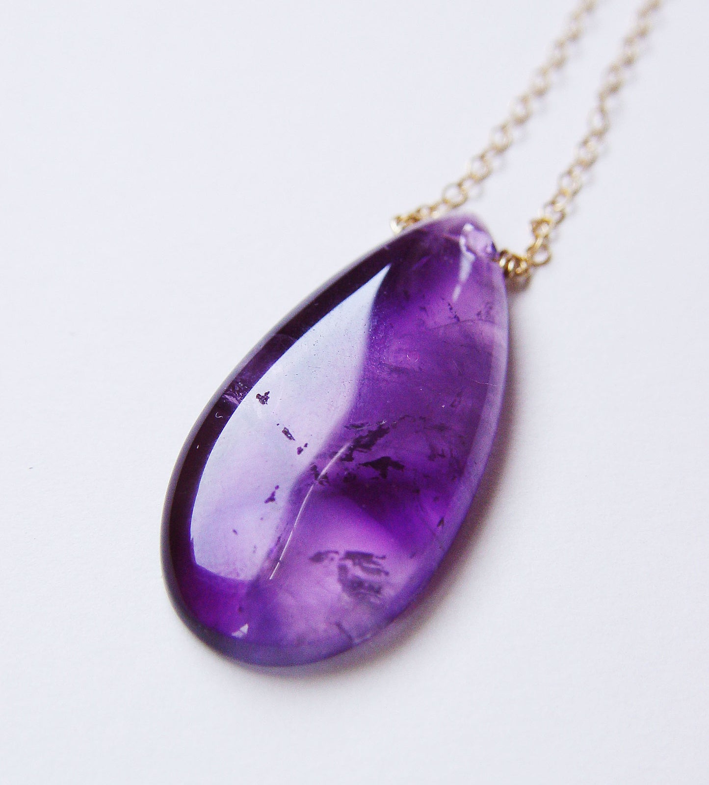 Star Amethyst Gold Filled Teardrop Necklace