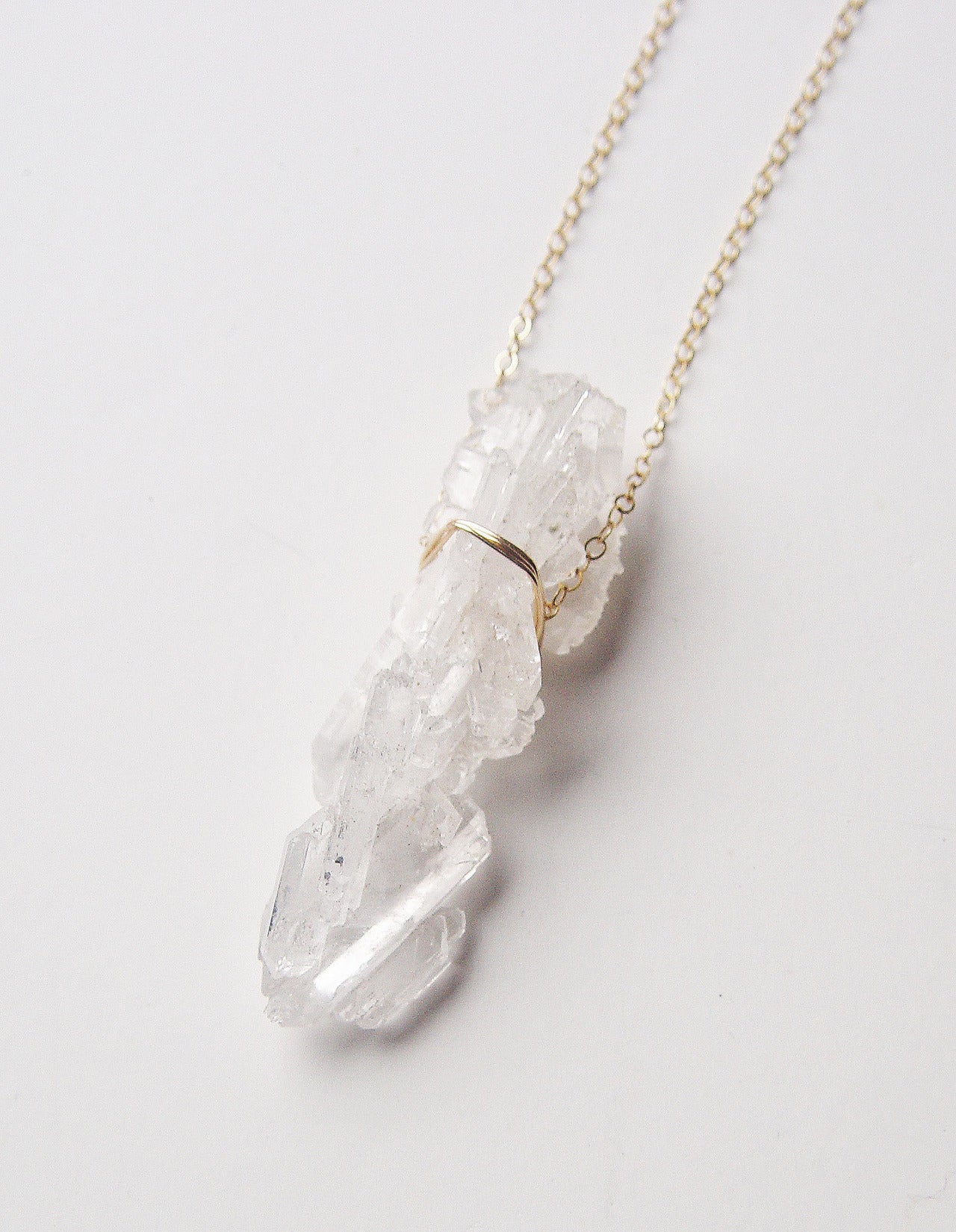 Raw Faden Quartz Crystal Gold Filled Necklace