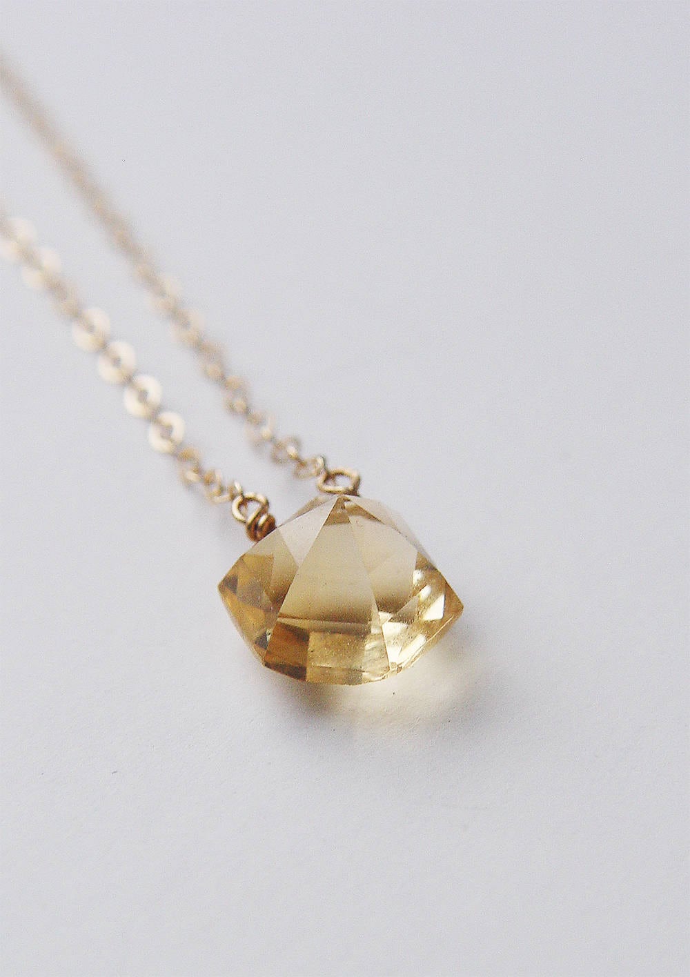 Citrine Pyramid Gold Hexagon Necklace