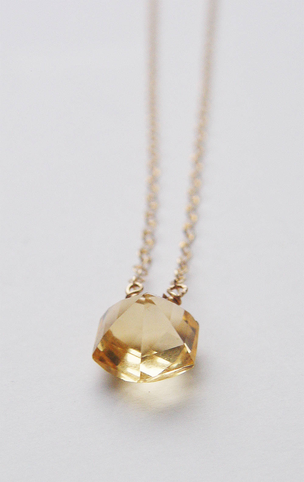 Citrine Pyramid Gold Hexagon Necklace