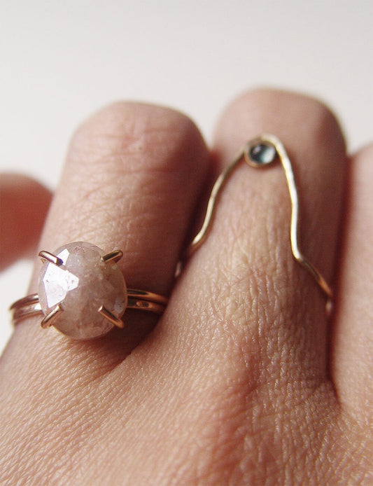 Peach Moonstone 14k Gold Ring