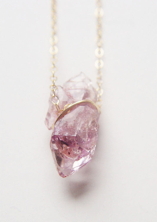 Vera Cruz Raw Amethyst Crystal Gold Necklace