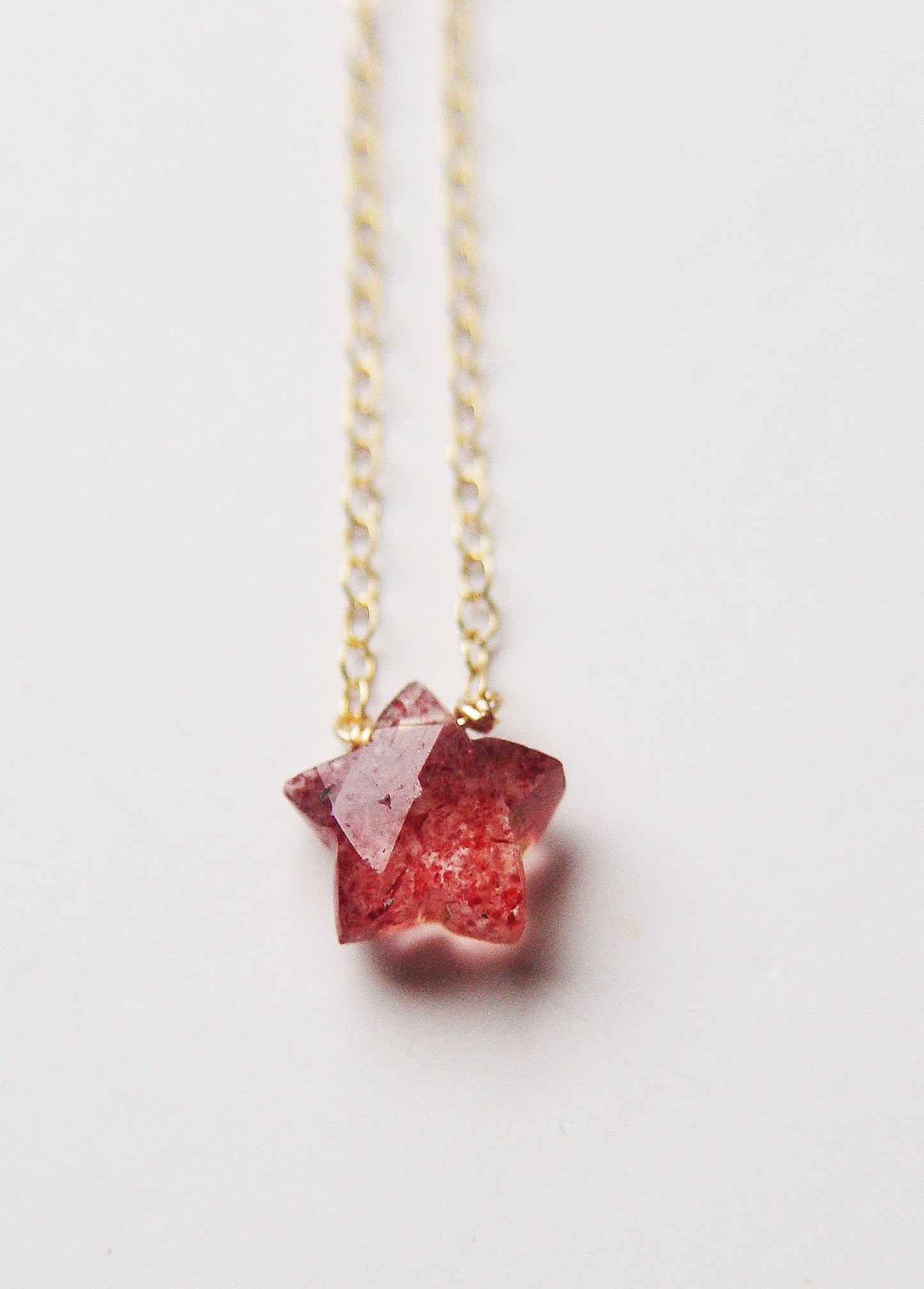 Strawberry Quartz Gold Star Necklace