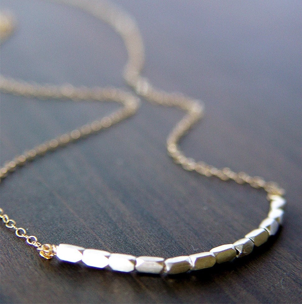 Silver Nugget Mixed Metal Gold Necklace