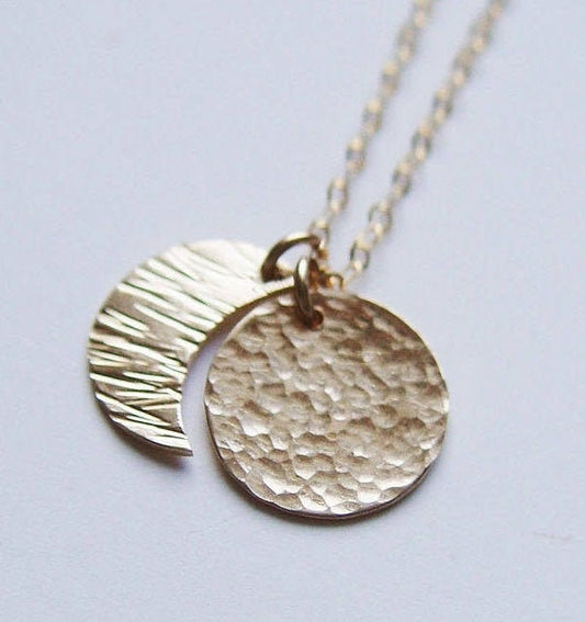 Lunar Moon Phase Necklace: 14K Gold Fill Celestial Talisman Pendant - Astrology Jewelry