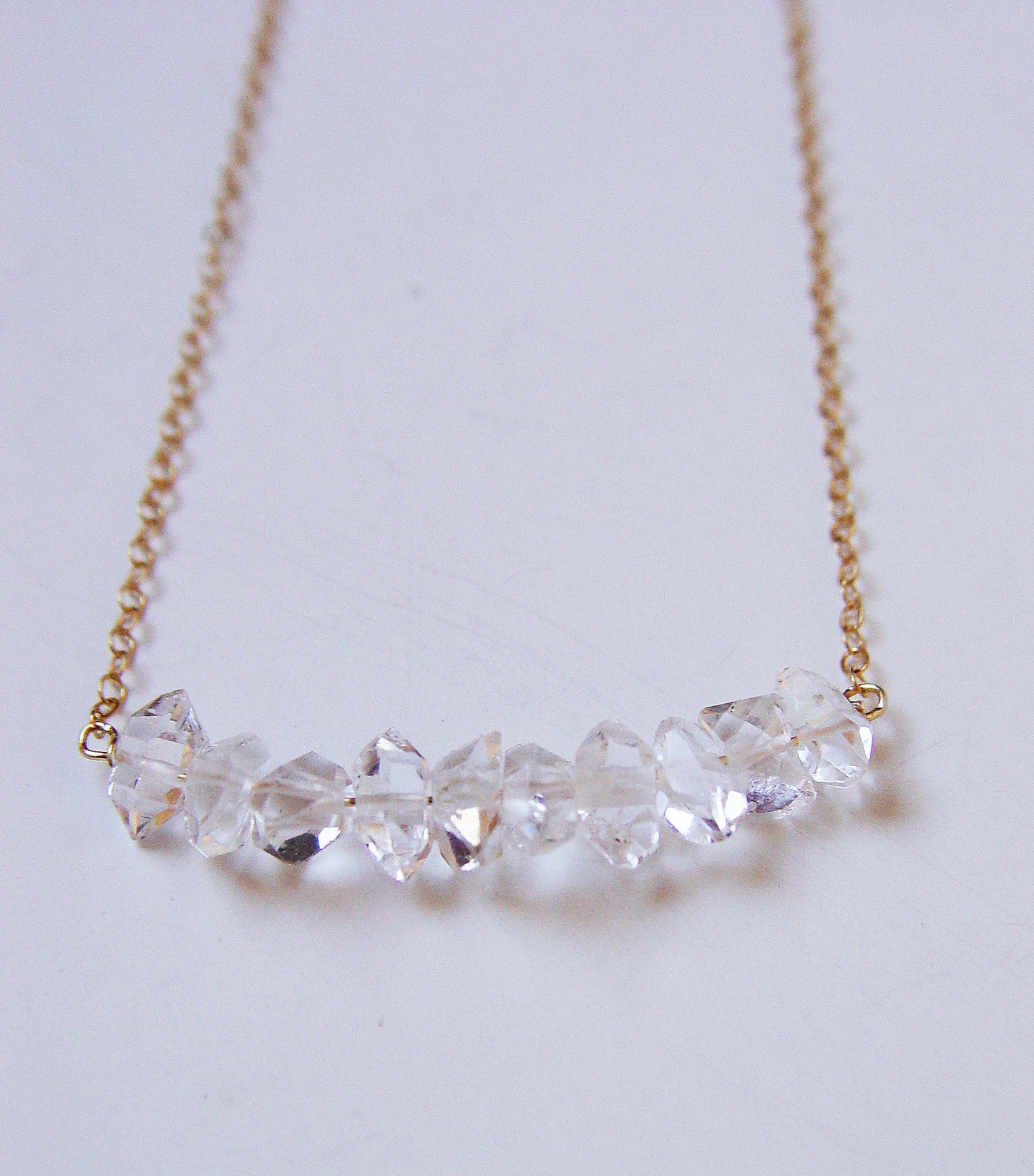 Herkimer Diamond Cluster Gold Necklace