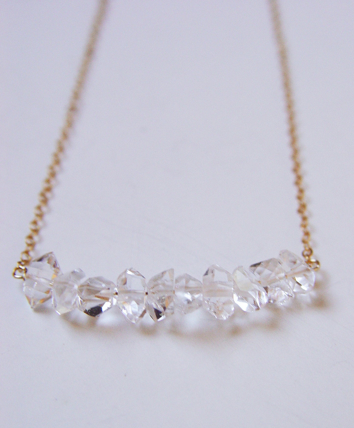 Herkimer Diamond Cluster Gold Necklace