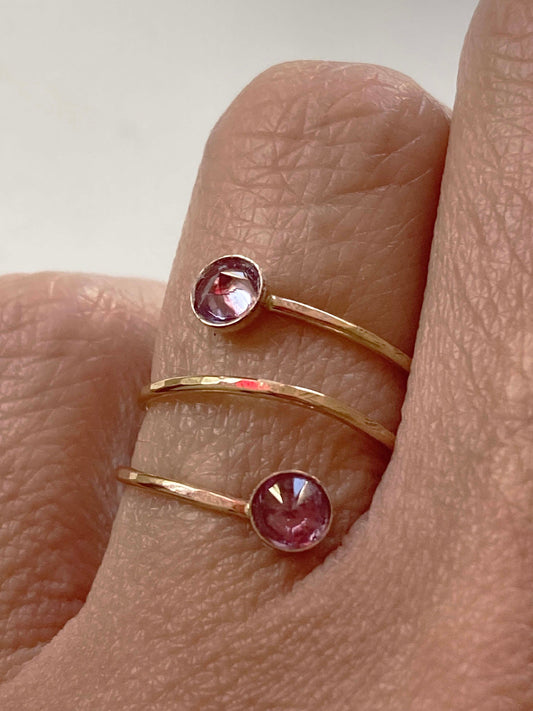 Pink Tourmaline Double Spiral Gold Ring