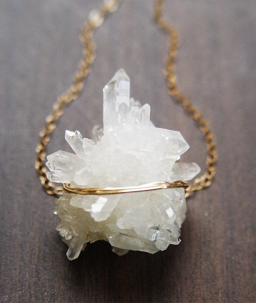 Vanilla Crystal Cluster Gold Necklace