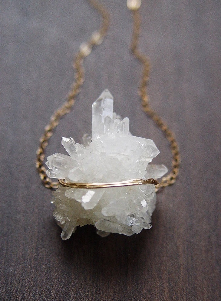 Vanilla Crystal Cluster Gold Necklace