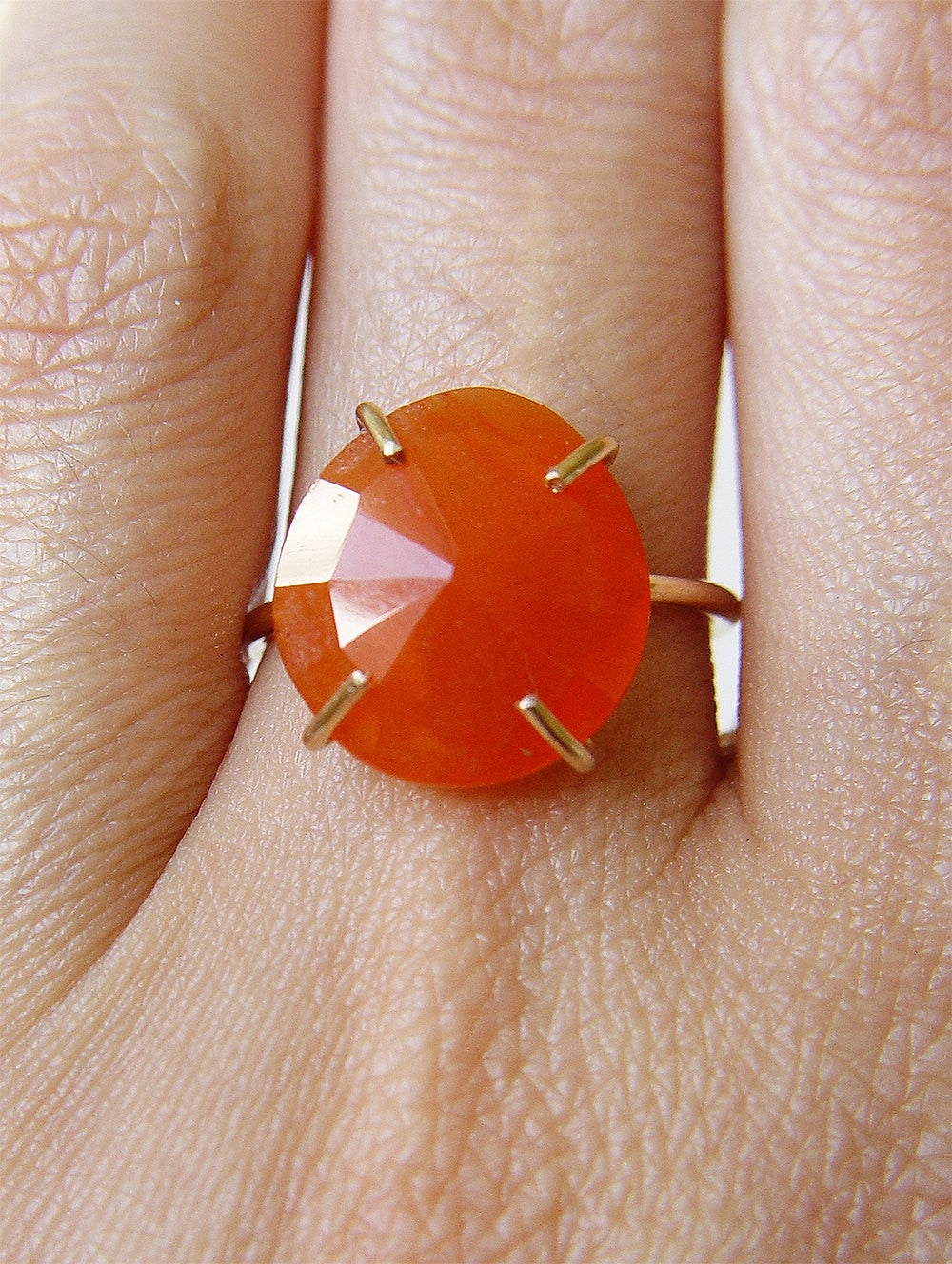 Rose Cut Carnelian Gold Ring