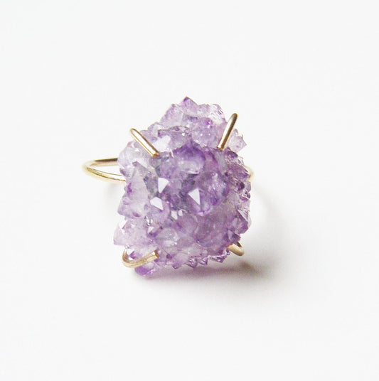 Amethyst Crystal Gold Ring