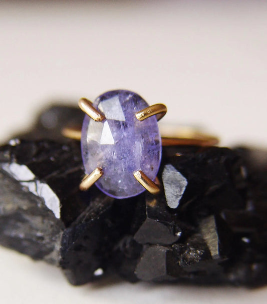 Handmade BlueTanzanite Gold Filled Ring: December Birthstone - Purple Gemstone Engagement Jewelry