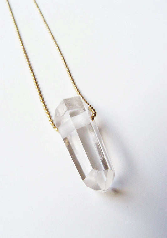 Clear Quartz Point 14k Gold Filled Necklace